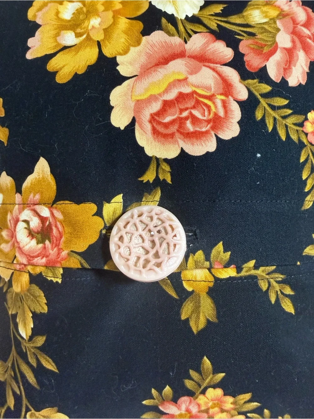Handmade Embroidered Floral Decorative Pillow with Pink Ruffle